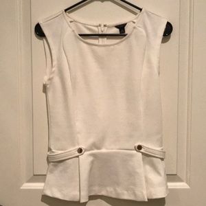 Ann Taylor Petite Cream Peplum Top